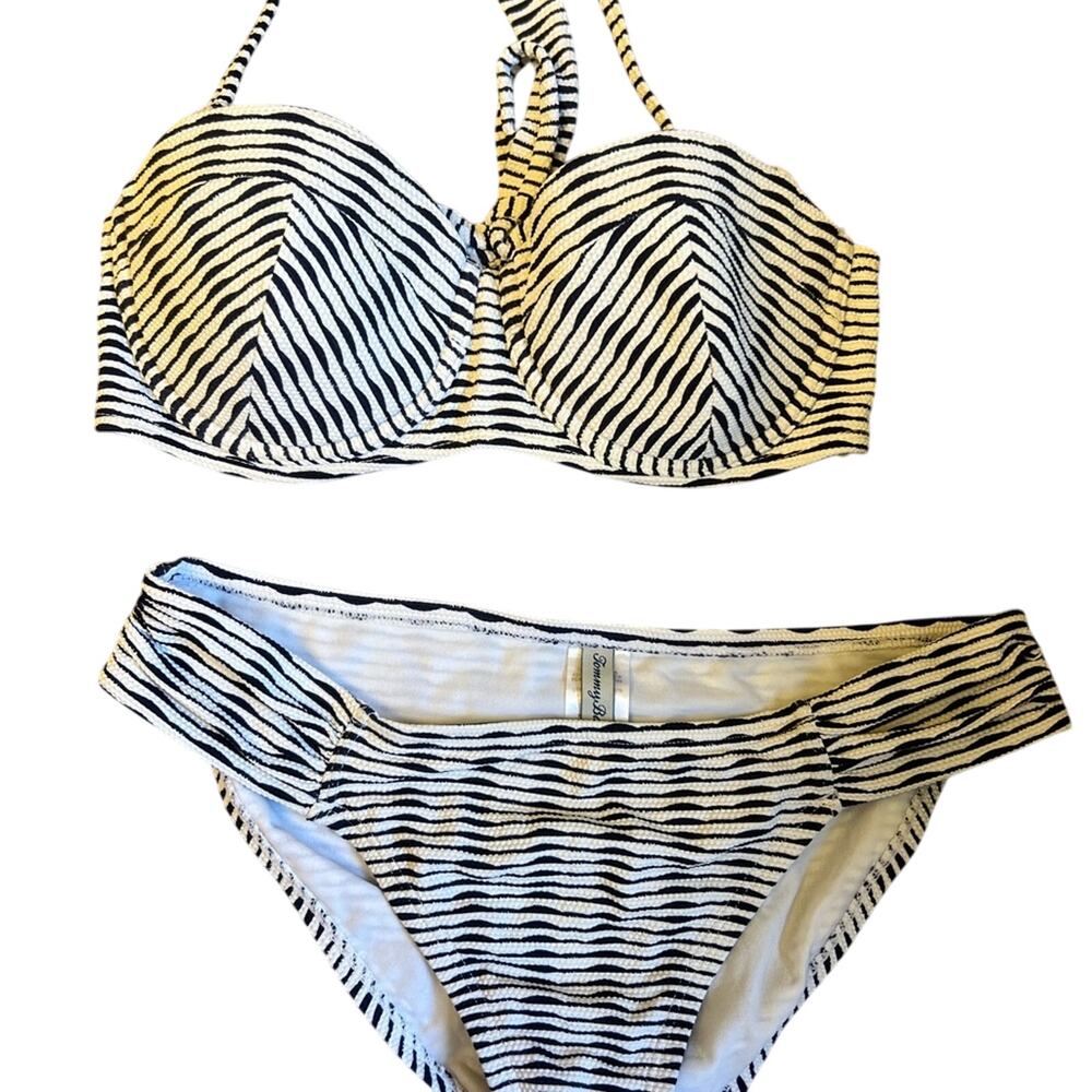 Tommy Bahama 3 pieces . Tankini, bikini, shirred btm. Navy & white striped suit.